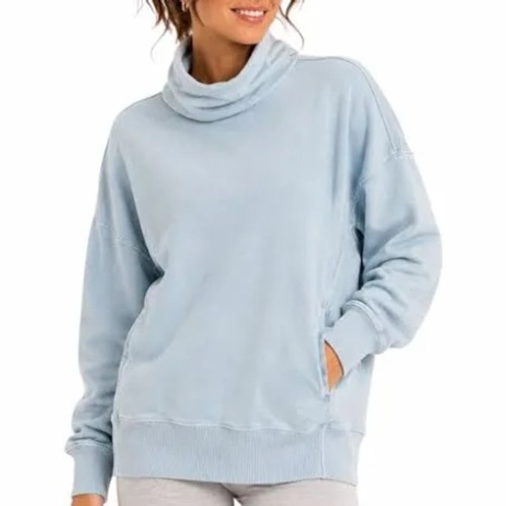 Aerie Women Light Blue Cowl Neck Relaxed Oversized Sweatshirt Size M
